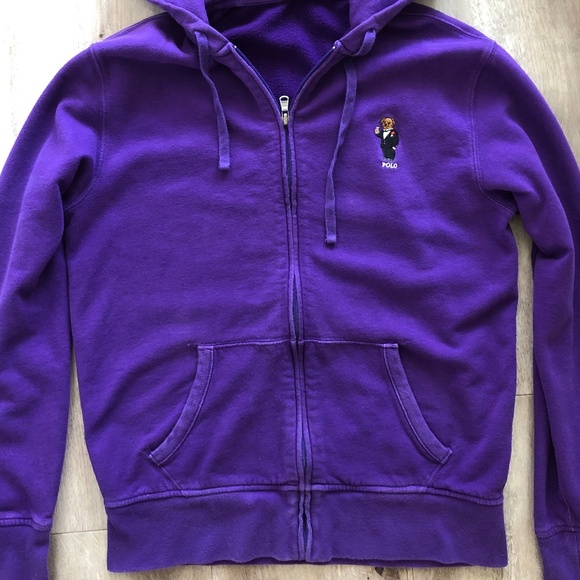 Polo, Ralph Lauren, Tuxedo Bear, Hoodie, Purple, Full Zip, Womens, Size M - Picture 7 of 15